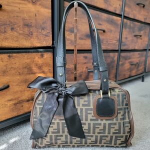 RARE Authentic FENDI Zucca Canvas Shoulder Bag